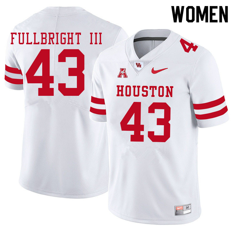 Women #43 James Fullbright III Houston Cougars College Football Jerseys Sale-White - Click Image to Close